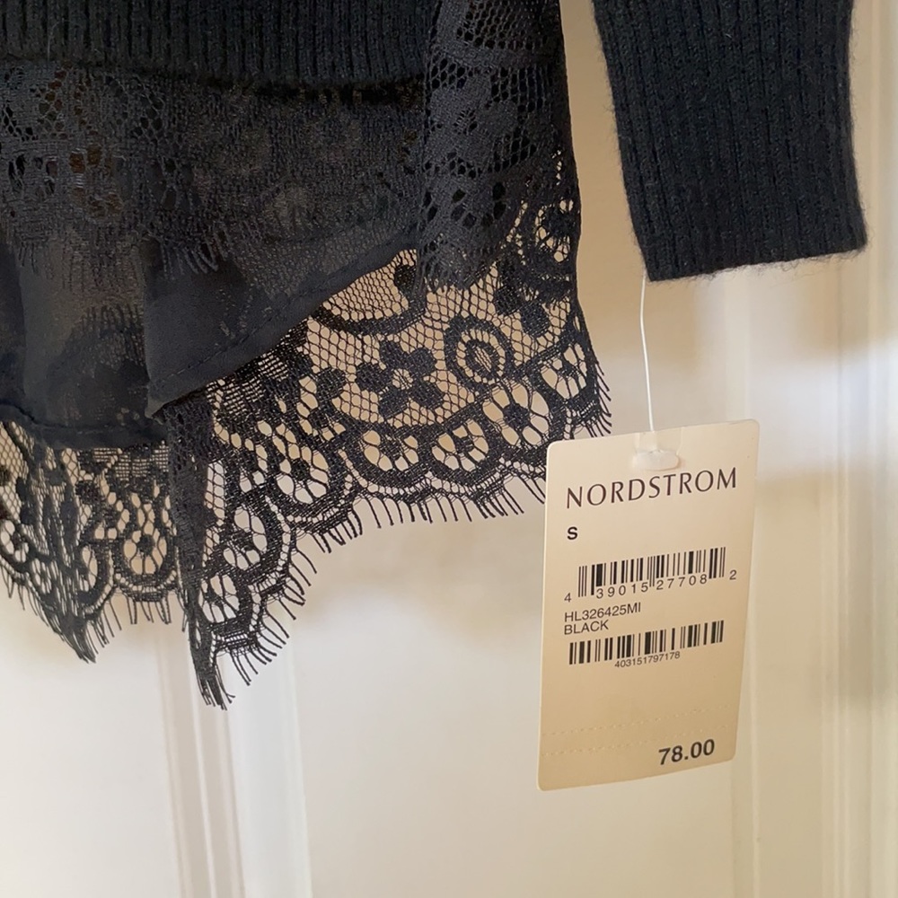 Chelsea 28 blk sweater with faux lace under shirt - Picture 4 of 10